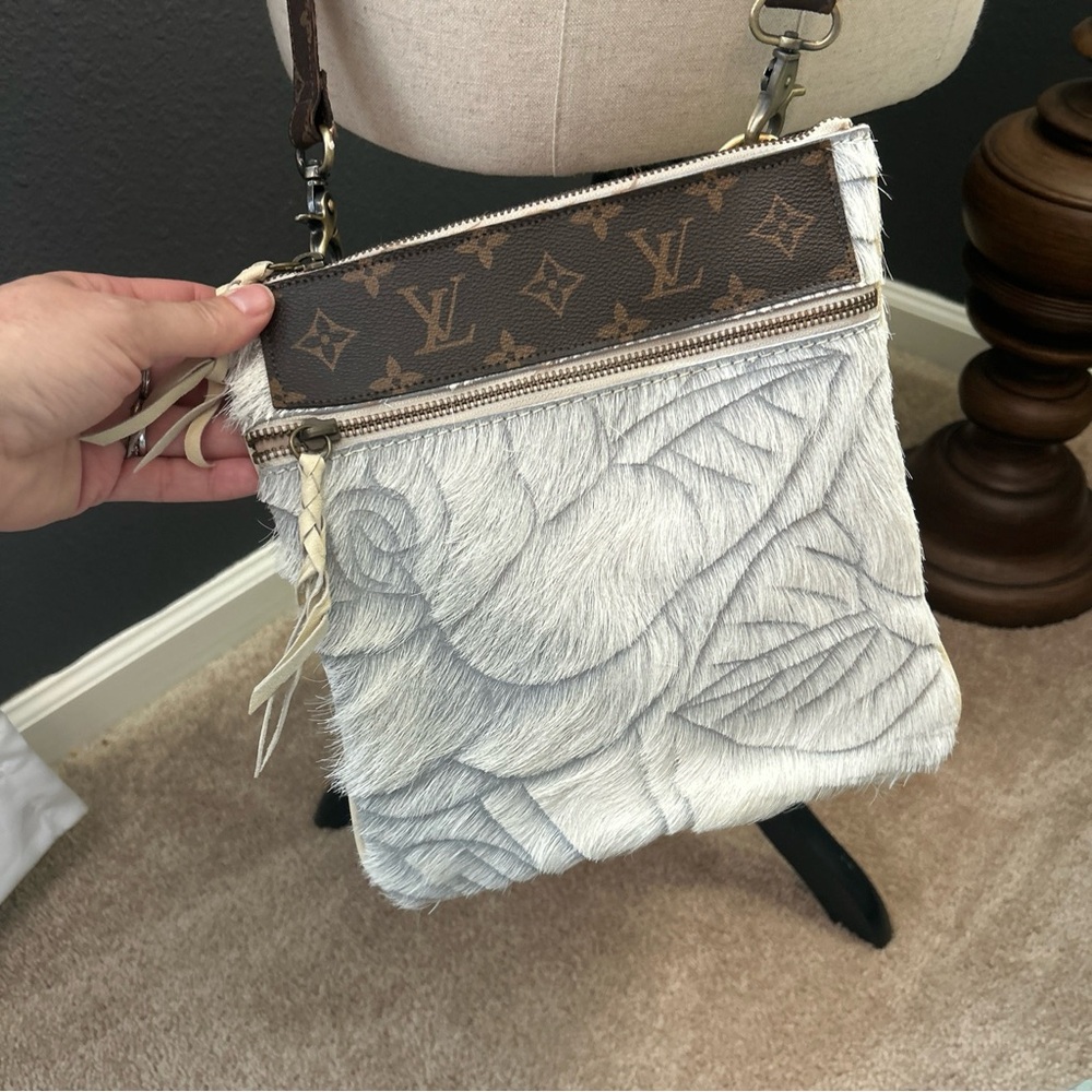 Jaded gypsy Louis Vuitton Monogram and Cream Fur Crossbody Bag